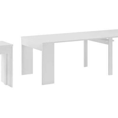 Skraut Home - Table à manger console extensible jusqu'à 301 cm, finition blanc mat, mesures fermées : 90x49x75 cm de hauteurKV-JPNN-SWJP