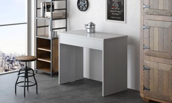 Skraut Home - Table à manger console extensible jusqu'à 301 cm, finition blanc mat, mesures fermées : 90x49x75 cm de hauteurKV-JPNN-SWJP 4