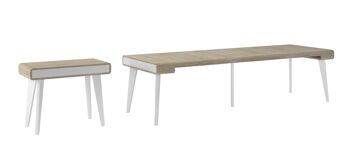Skraut Home - Table à manger console extensible Nordic Curve jusqu'à 300 cm, finition Blanc Mat / Chêne Brossé.RN-UTOM-XFDR 1