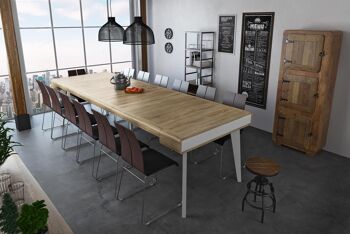 Skraut Home - Table à manger console extensible Nordic Curve jusqu'à 300 cm, finition Blanc Mat / Chêne Brossé.RN-UTOM-XFDR 2