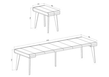 Skraut Home - Table à manger console extensible Nordic Curve jusqu'à 300 cm, finition Blanc Mat / Chêne Brossé.RN-UTOM-XFDR 3