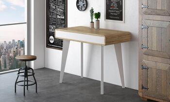 Skraut Home - Table à manger console extensible Nordic Curve jusqu'à 300 cm, finition Blanc Mat / Chêne Brossé.RN-UTOM-XFDR 4