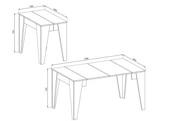 Skraut Home - Table console de salle à manger TM extensible jusqu'à 146 cm, coloris chêne, Dimensions fermées : 90x53.6x74cm. JP-1WN7-7Q5C 3