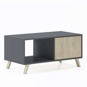 Skraut Home - Table basse avec portes, salon, modèle WIND, couleur structure Gris Anthracite, couleur porte Puccini, mesures 92x50x45cm de hauteur.