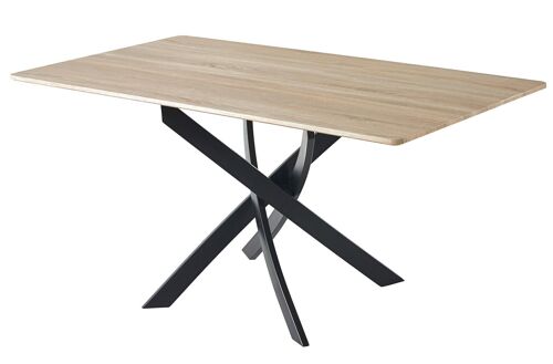 Skraut Home - Dining table model Zen 140. Oak color. Matte black metal legs. Measurements: 140 x 80 x 75 cm.