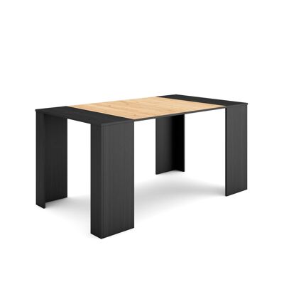 Skraut Home | Extendable Console Table | Folding dining table | 160 | For 8 people | Dining room and kitchen | Modern Style | Black and oak151_2_02