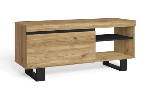 Skraut Home - Mueble de TV con patas "Naturale" con patas Roble/Negro, Mediano, nórdico, 120x40x53cm