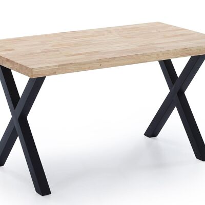 Skraut Home - Fixed dining table, living room, Model X-LOFT, solid wild oak wood top 54 mm thick, metal legs, measurements 140x80x76cm high.