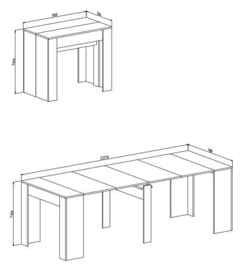 Skraut Home - Table Console de Salle à Manger extensible jusqu'à 237 cm, Argent, dimensions fermées : 90x50x78 cm de hauteur. C2-U0SP-W7NR 3