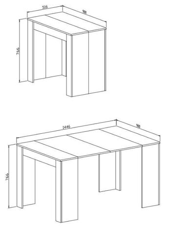Skraut Home - Table console de salle à manger extensible jusqu'à 140 cm, coloris chêne, Dimensions fermées : 90x50x78 cm. KS-9KLZ-3A1I 3