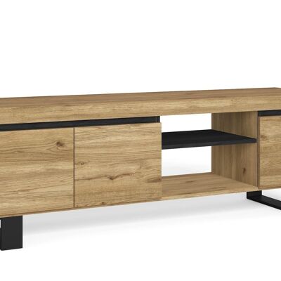 Skraut home "Naturale" TV cabinet with legs Oak/Black, Medium, Nordic, 160x40x53cm