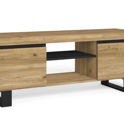 Skraut Home - "Naturale" TV cabinet with legs Oak/Black, Medium, Nordic, 140x40x53cm