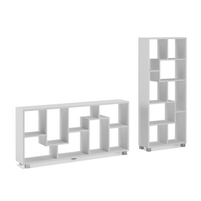 Skraut Home - Dining room design bookcase shelf, Matte White color, measurements: 68.5 x 161 x 25 cm deep
