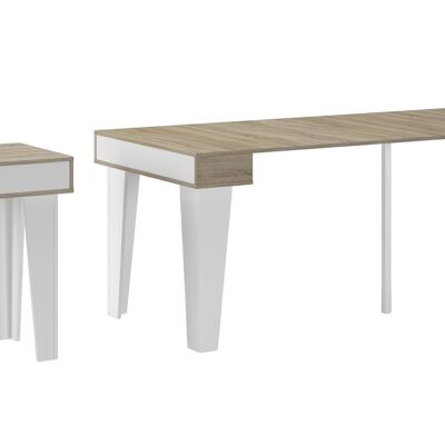 Skraut Home - Table à manger console extensible Nordic KL jusqu'à 237 cm, finition Blanc Mat / Chêne Brossé.NG-8Z7A-UQB3