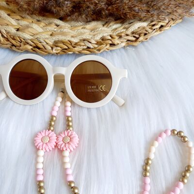 Sonnenbrillenkordel Madelief rosa/gold