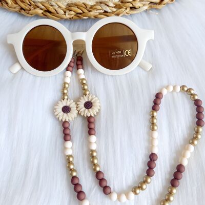 Cordon pour lunettes de soleil Madelief marron/or