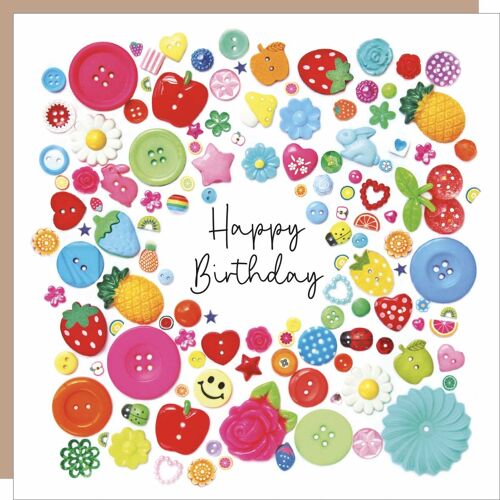 Colourful Button Birthday Card