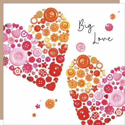 Carte de voeux Big Love Button Hearts