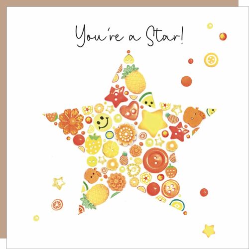 You're A Star Button Greetings Card