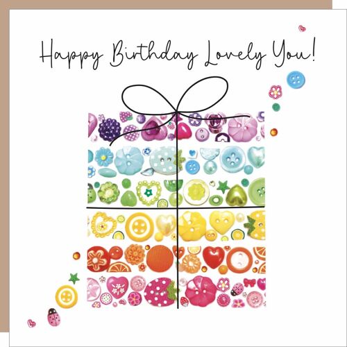 Button Present Birthday Card