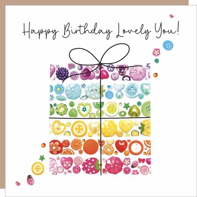 Button Present Birthday Card