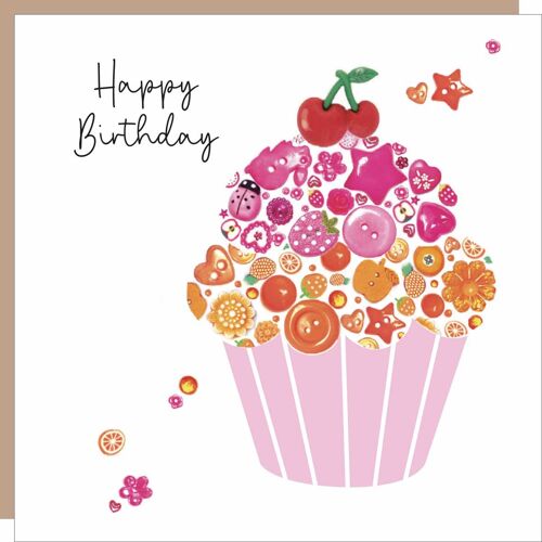 Button Cupcake Birthday Card