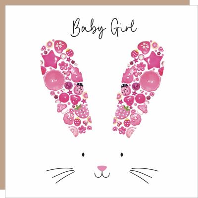 Button Bunny Baby Girl Card