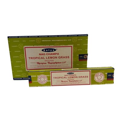 Varillas de incienso Satya, 12 paquetes de 15 g, hierba de limón tropical