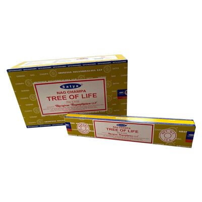 Varitas de incienso Satya, 12 paquetes de 15 g, Árbol de la vida