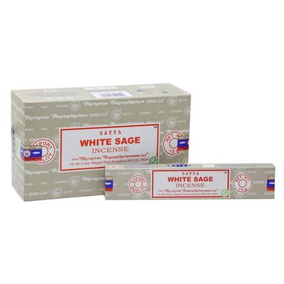 Varillas de incienso Satya, 12 paquetes de 15 g, salvia blanca