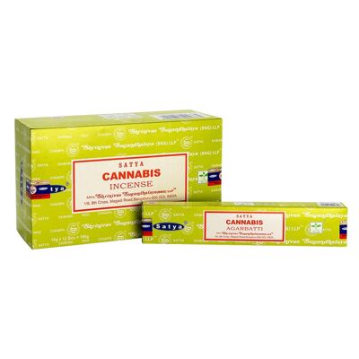 Varillas de incienso Premium Satya, 12 paquetes de 15 g, Cannabis