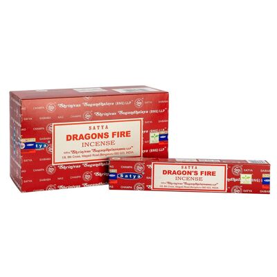 Varillas de incienso Satya premium, 12 paquetes de 15 g, fuego de dragón