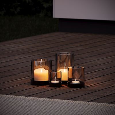 Lantern set of 4 | Tealight glasses | Powder coated metal & darkened glass