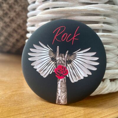 Badge 56mm soft touch Angel Rock rosso
