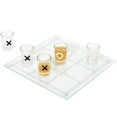 Glass tic-tac-toe drinking game