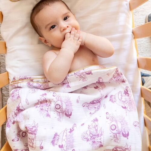 Couverture mi-saison Toile de Jouy Rose