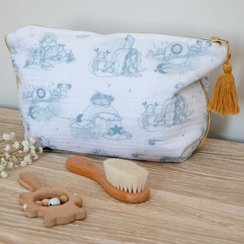 Trousse de Toilette Toile de Jouy Bleue