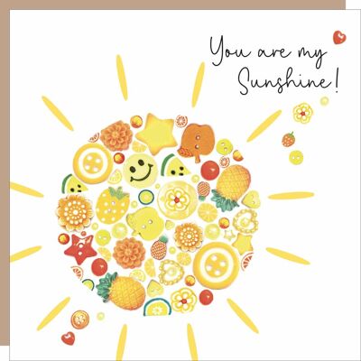 You Are My Sunshine Button Greetings Card