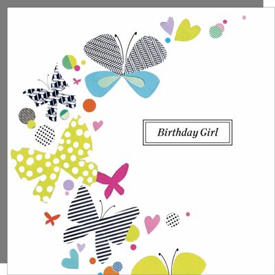 Biglietto di compleanno per ragazza con farfalle