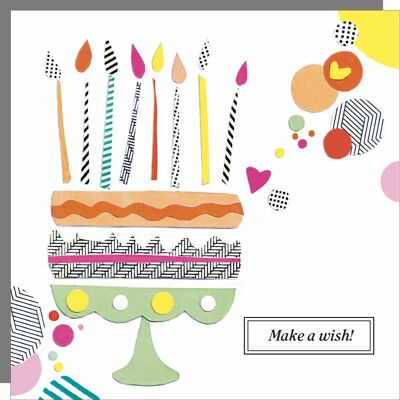 Tarjeta de cumpleaños con pastel - Pide un deseo