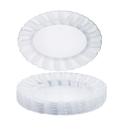 10 plateaux de service ovales en plastique multi-usage