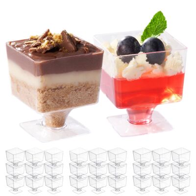 100 vasetti da dessert quadrati multiuso in plastica (60 ml)