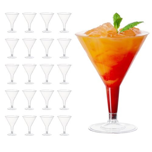 48 Multi-Use Plastic Martini Cocktail Glasses (210ml)
