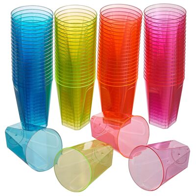 80 vasos de colores neón mixtos - 8 cm