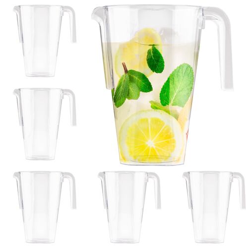 6 Clear Reusable Plastic Pitchers