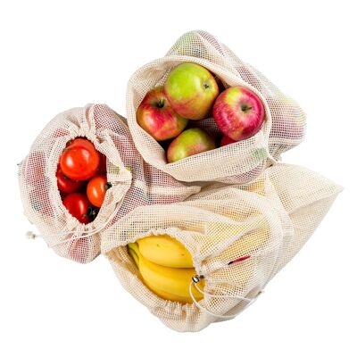 6 sacchetti riutilizzabili in rete per frutta e verdura