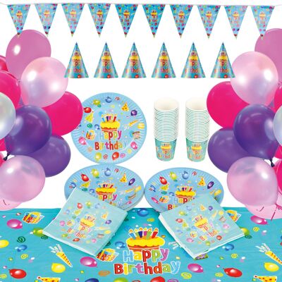 Set di stoviglie per feste di compleanno per bambini da 222 pezzi