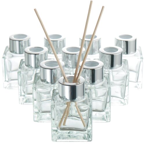 10 Glass Diffuser Bottles with Reed Sticks (50ml)