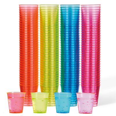 Multi-Use Plastic Party Shot Glasses in Mixed Neon (30ml)