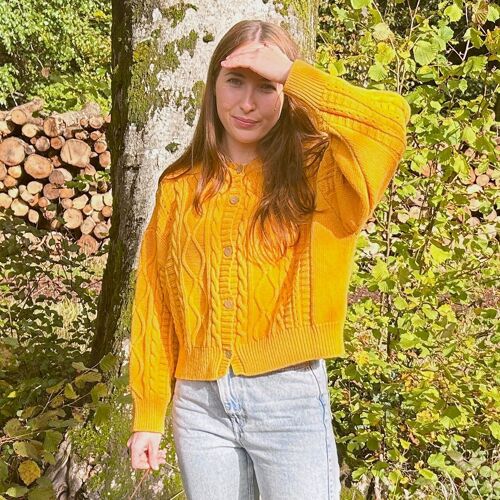 Cable Knit Cardigan in Saffron